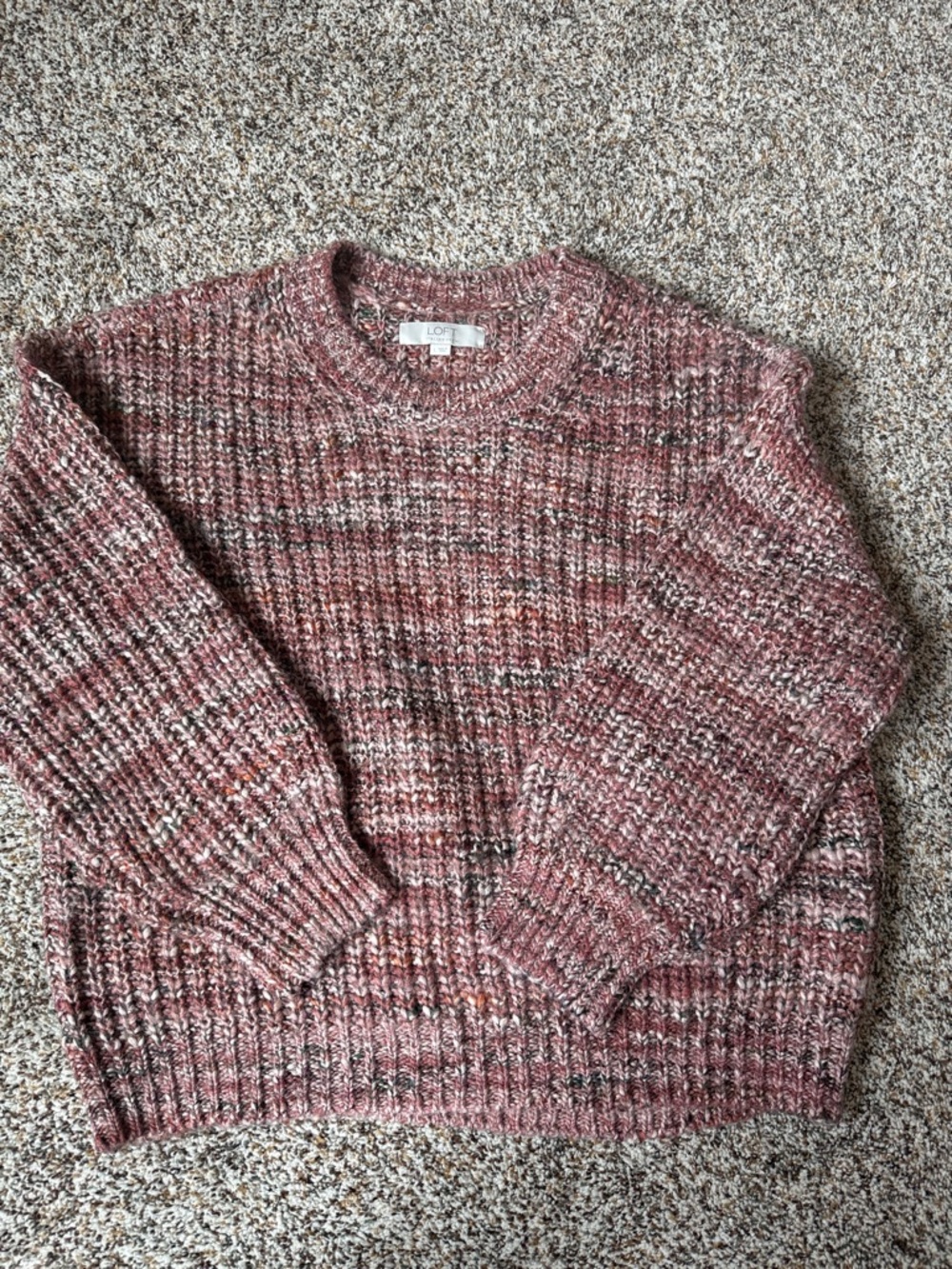 LOFT Marled Rose Crewneck Sweater